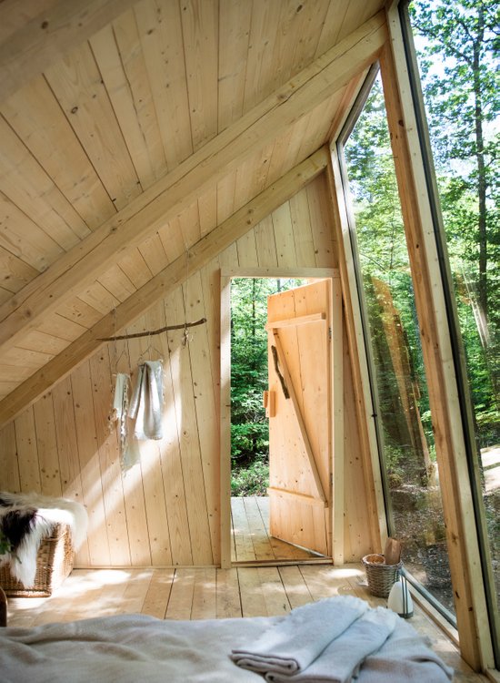 Inside cabin in the woods